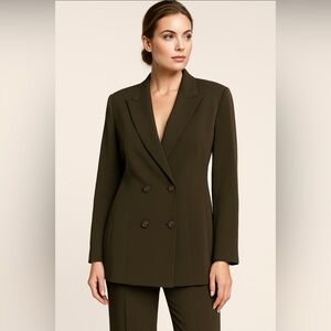 Anne Klein Doble Breasted Blazer Brown Full lined Women’s Size 14